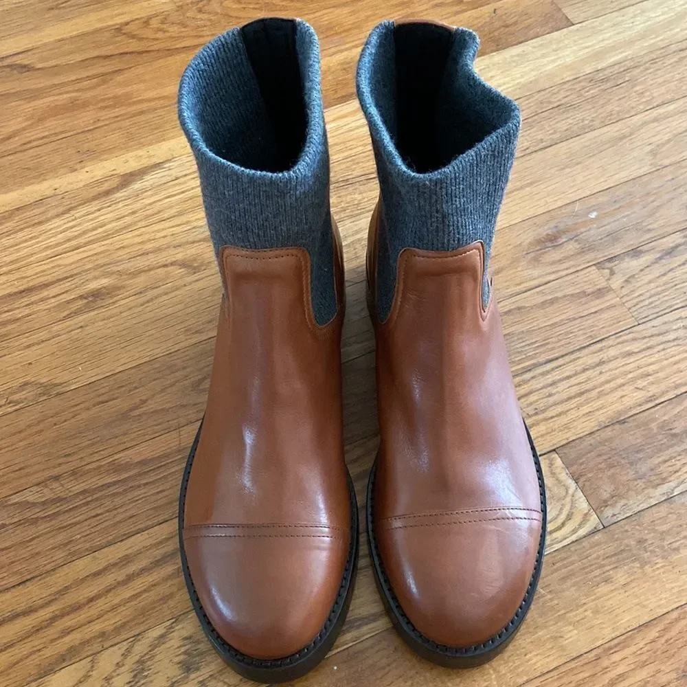 J. Crew Rib-cuff boots in Italian leather*